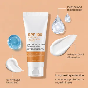 Vue détaillée de la texture légère et des performances d'hydratation de la crème solaire.