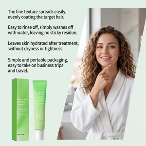 Crème dépilatoire pour le visage, formule végétale douce, facile à rincer, tube 50g.
