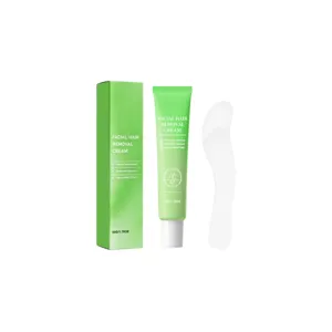 Crème dépilatoire pour le visage aux extraits de plantes, douce et soyeuse pour peau sensible.