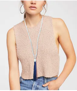 Lange blaue Perlen Quaste Halskette für Damen, eleganter Pullover Ketten Anhänger im Alltag.