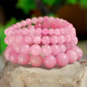 Rosa Kunzit Kristall Perlen Armband Detail, elegante handgefertigte Edelstein Schmuck Damen.