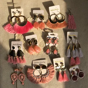 Boucles d'oreilles franges pompon bohème vintage pendantes bijoux pour femmes