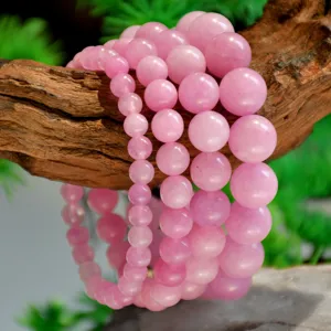 Natürliches Kunzit Perlenarmband Für Damen Süßes Rosa Lila Rundes Edelstein Elastisches Stretcharmband Mode Handgemachter Handschmuck
