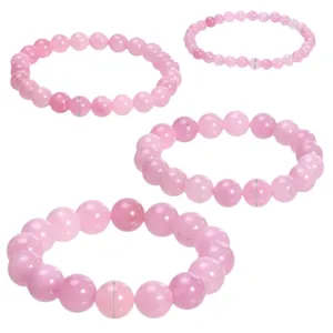 Rosa Kunzit Kristall Perlen Armband Damen Elastisch Edelstein Schmuck Hauptbild Ansicht