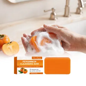 Barre Nettoyante Naturelle à l'Extrait de Kaki et Huile d'Arbre à Thé Savon de Bain Visage Hydratant Rafraîchissant pour la Peau du Corps