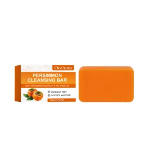 Savon nettoyant OceAura à l'extrait de kaki et huile d'arbre à thé, soin corporel doux et hydratant.