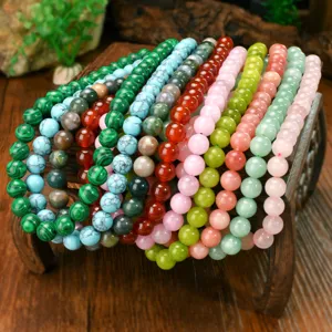 Natural stone beaded detail jewelry, colorful crystal gemstone necklace bracelet set.