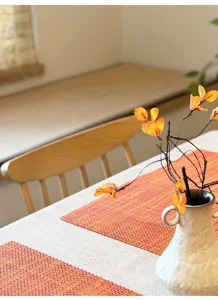 Chic braided placemat for dining table, modern Chinese style zen tea mat heat resistant decor.