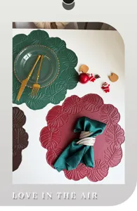 Monstera blad leren tafelmat waterdichte warmte-isolatiekussen kersttafeldecoratie placemat