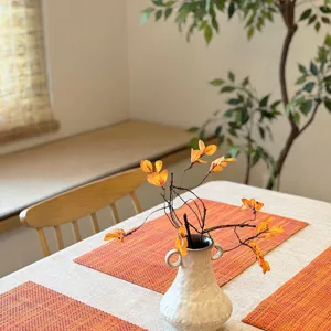 Woven placemat tea mat set for dining table zen tea ceremony decoration heat insulation pad.