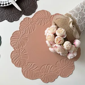 INS stijl monstera blad lederen placemat waterdicht hittebestendig eettafel mat decor