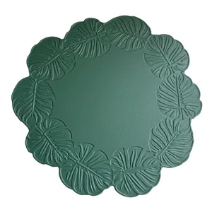 Groene Monstera Blad Lederen Tafelmat Waterdichte Hittebestendige Placemat Voor Eetkamer