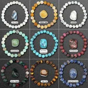 Natural stone beaded stretch bracelets 8mm gemstone jewelry collection wholesale.