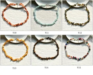 Set collana girocollo con pietre preziose fatte a mano, gioielli con colletto in cristallo colorato.