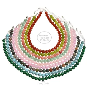 Natural stone beaded multi-color layered necklace set featuring 40+5cm adjustable length.
