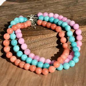 Collana di perle in pietra naturale colorata per donna, gioielli di moda artigianali.