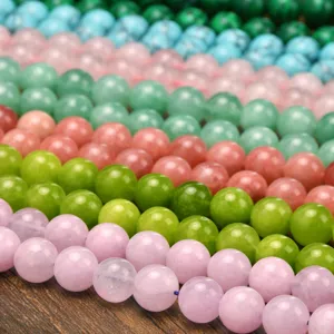 Natural gemstone round beads multi-color crystal strands for DIY jewelry making crafts.