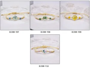 Bracciale intrecciato a mano con fiori secchi stile boho gioiello corda regolabile