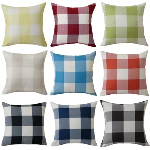Klassisches Buffalo Plaid Kariertes Wurfkissen Mit Füllung Polyester Leinen Mischung Quadratischer Kissenbezug Für Sofa Couch