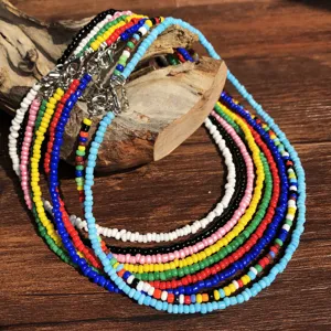 Collana girocollo bohémien con perline colorate da donna, elegante collana multistrato