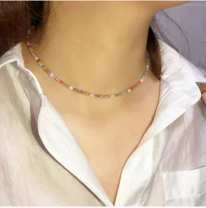 Collar choker de cristal perla mezcla colorido detalle, diseño delicado para uso diario.