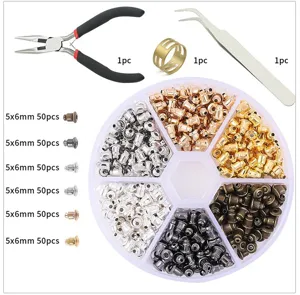 DIY jewelry making kit with multi-color bullet earring backs, pliers, tweezers and storage box.