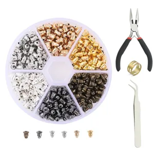 Boxed bullet earring backs set with DIY tools, metal rubber ear nuts plugs jewelry findings.