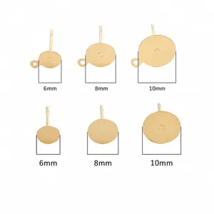 14K Verguld Koperen Ronde Platte Oorring Schaal met Oogje DIY Sieraden Accessoire 6-10mm