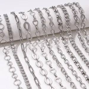 Stainless Steel Jewelry Making Chains For DIY Necklace Bracelet Accessories Heart Cross Link Chain Bulk Handcraft Supplies