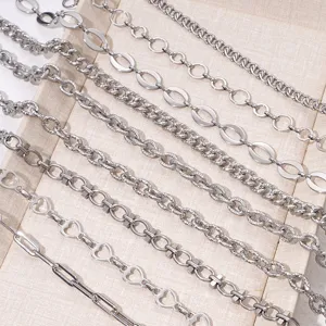 Stainless steel metal chains bulk for DIY handmade bracelets necklaces jewelry making accessories.