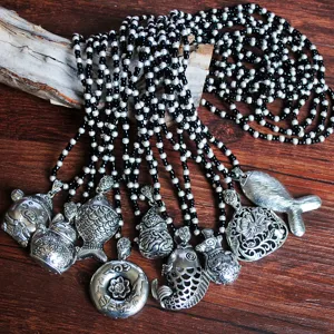 Exotische Ethno Vintage Elefant Fisch Anhänger Lange Halskette Perlen Pulloverkette Für Damen Böhmischen Retro Legierung Schmuck Kette