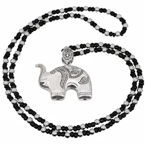 Ethno Retro Silber Elefant Anhänger Perlen Lange Kette Pullover Kette Schmuck Damen