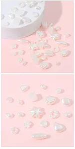 High-gloss ABS shaped faux pearl beads, assorted floral and geometric DIY jewelry parts.
