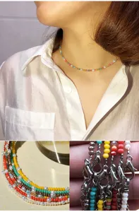 Collar choker cuentas cristal perlas multicolor multicapa gargantilla mujer joyas moda