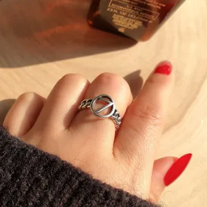 Retro Thai silver geometric open ring for women trendy couple statement jewelry piece