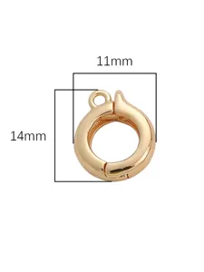Gold DIY jewelry clasp connector 14x11mm, metal spring ring for necklace bracelet charms.
