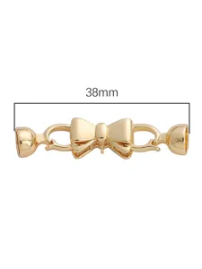 Gold Bow Jewelry Clasp 38mm DIY Necklace Connector Pearl Chain End Finding Accessory