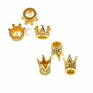 Kupfer inkrustierter Zirkon hohler Kronen Anhänger, DIY handgemachte Halskette Schmuck.