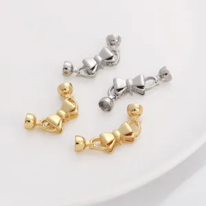 Gold and silver bow clasp necklace connector DIY jewelry making accessories for pearl bracelets.