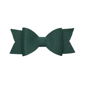 Dark green textured leather bowknot accessory, elegant decorative bow for DIY crafts or cups.