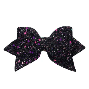 Black glitter bow accessory for straw cup, sparkly decorative charm detail, trendy look.