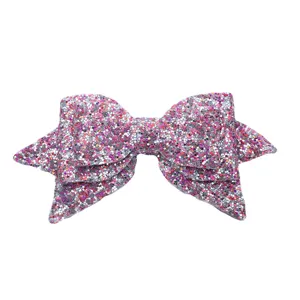 Glitter bow accessory detail close-up, sparkling pink sequin bow for custom cups and decor.
