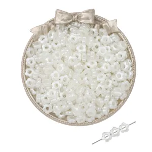 High gloss ABS imitation pearl flower beads, white loose beads for DIY handmade jewelry.