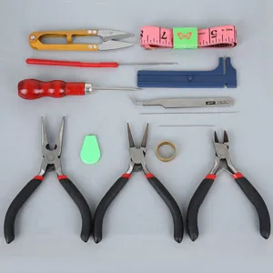 Professional DIY Jewelry Making Hand Tool Kit Round Nose Pliers Side Cutter Hot Melt Glue Gun Storage Box Crafting Tool