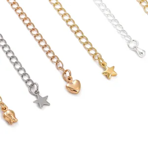 Catena di Estensione in Rame Placcato Oro 14K 18K Fai da Te Accessori per Gioielli Pendente Cuore Stella Goccia d'Acqua Catena di Coda per Collana Bracciale