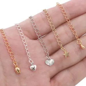 Catene di estensione per gioielli in metallo con ciondoli a cuore per braccialetti.
