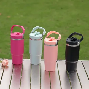 20oz Edelstahl Autobecher mit Griff, doppelter Trinkdeckel, tragbarer Thermobecher für Outdoor.