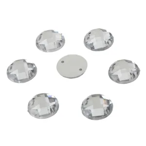 Clear acrylic sew-on rhinestones faceted round craft gems flat back DIY jewelry making