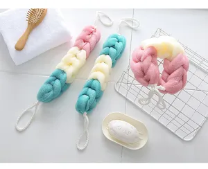 Exfoliating bath sponge long strip mesh shower scrubber back scrubber body wash tool