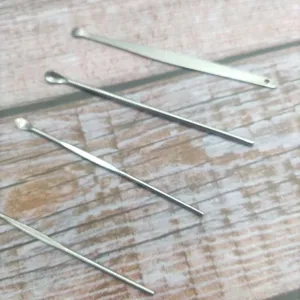 Stainless steel ear pick set professional ear curette tool cleaning kit closeup display view